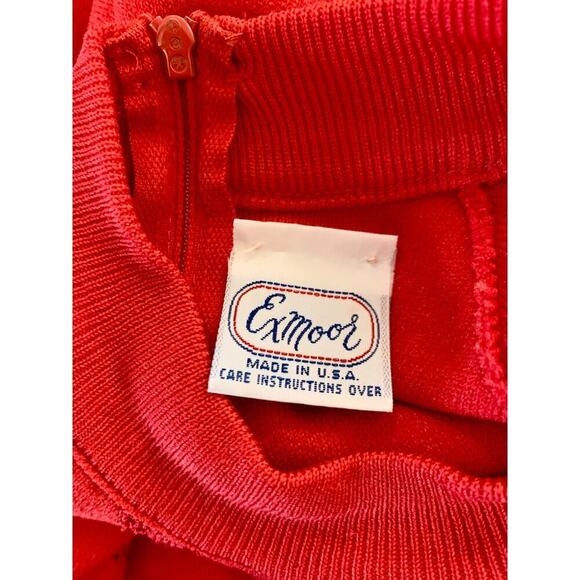 Vtg Exmoor Mock Turtleneck Red Sweater Pullover Union MAde USA Zip Knit Crewneck - Picture 7 of 13